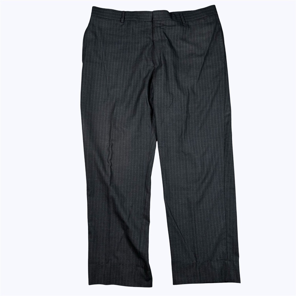 VTG Polo Ralph Lauren 38x30 Charcoal Stripe Dress Pants Extrafine Virgin Wool